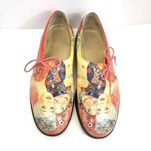 Icon Gustav Klimt Leather Shoes Womens 8.5 Friends Side Tie Floral Art Print
